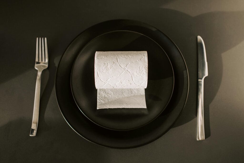Toilet roll on dinner plate